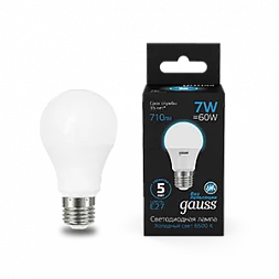 Лампа Gauss A60 7W 710lm 6500K E27 LED 1/10/50