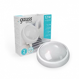 Св-к LED Gauss IP54 D175*76 12W 990lm 4000K 160-260V Qplus круг с оптико-микроволновым сенс 1/30